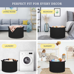 BOSROTY toy storage basket in bedroom helps quick cleanup.