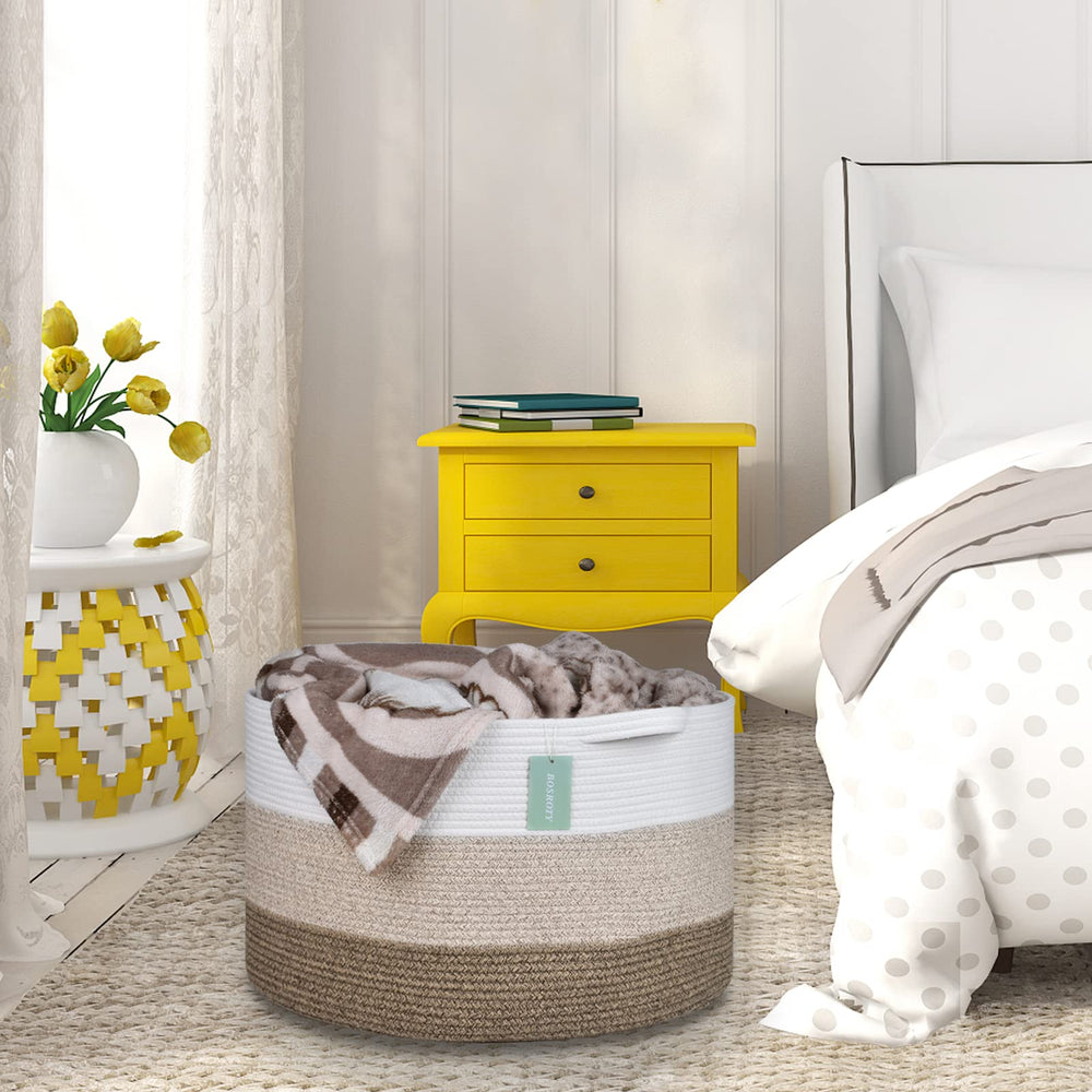BOSROTY white-gradient basket blends with any nursery color scheme