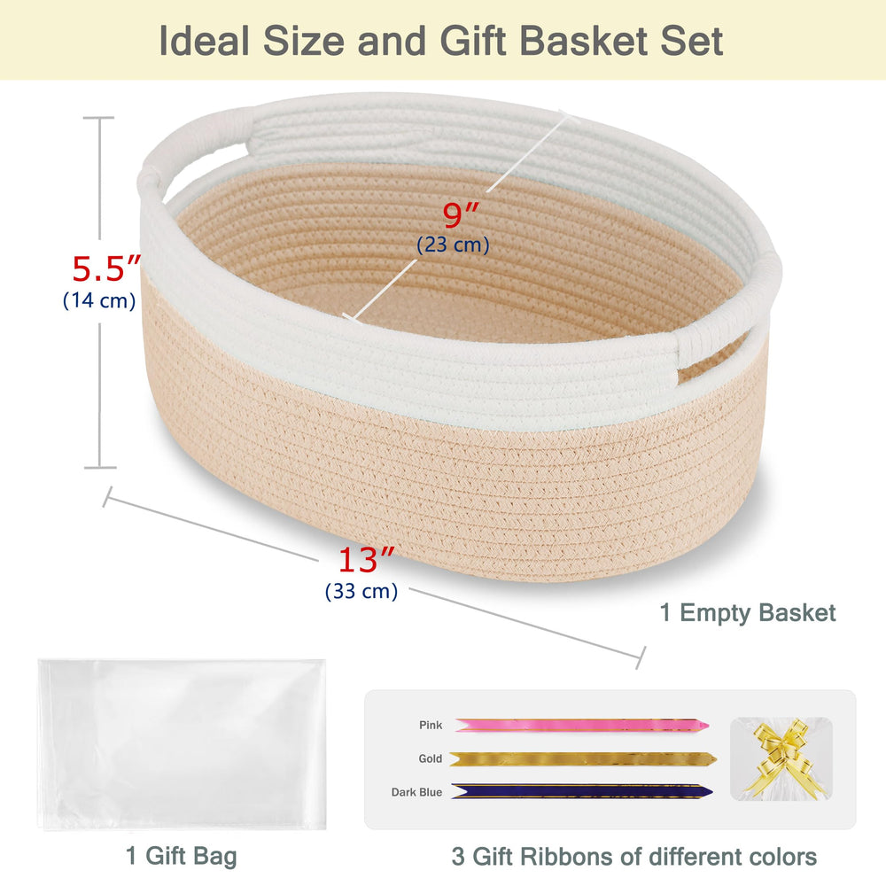 BOSROTY woven basket closeup shows sturdy natural cotton rope weave