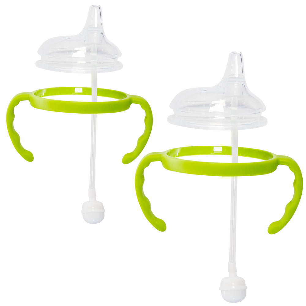 Botabee soft spout transition kit on Comotomo bottle showing easy 5oz and 8oz compatibility