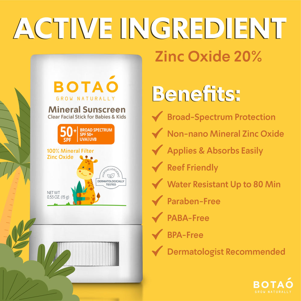 Botao baby mineral sunscreen SPF 50 label emphasizing broad spectrum protection