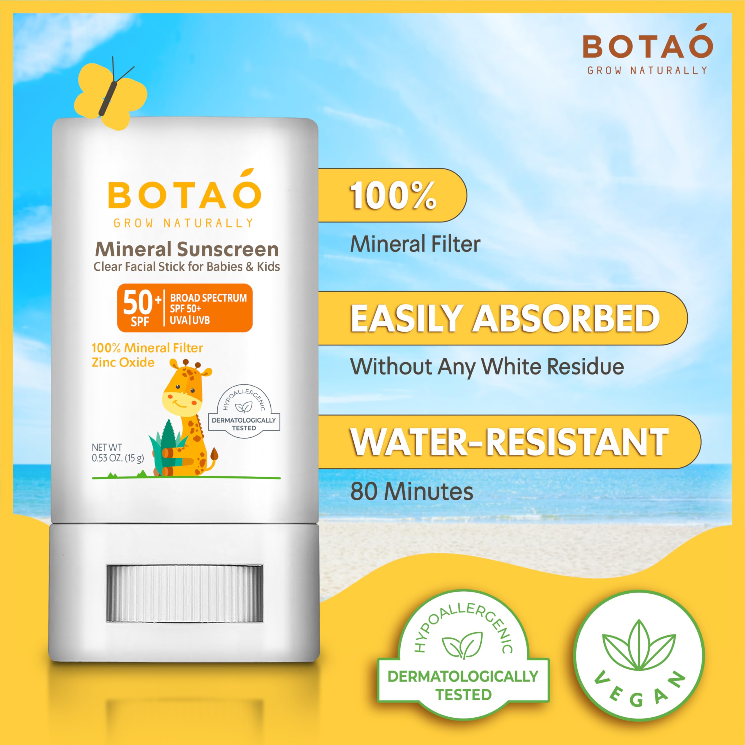 Botao sunscreen stick shows water resistance suitable for swimming and play