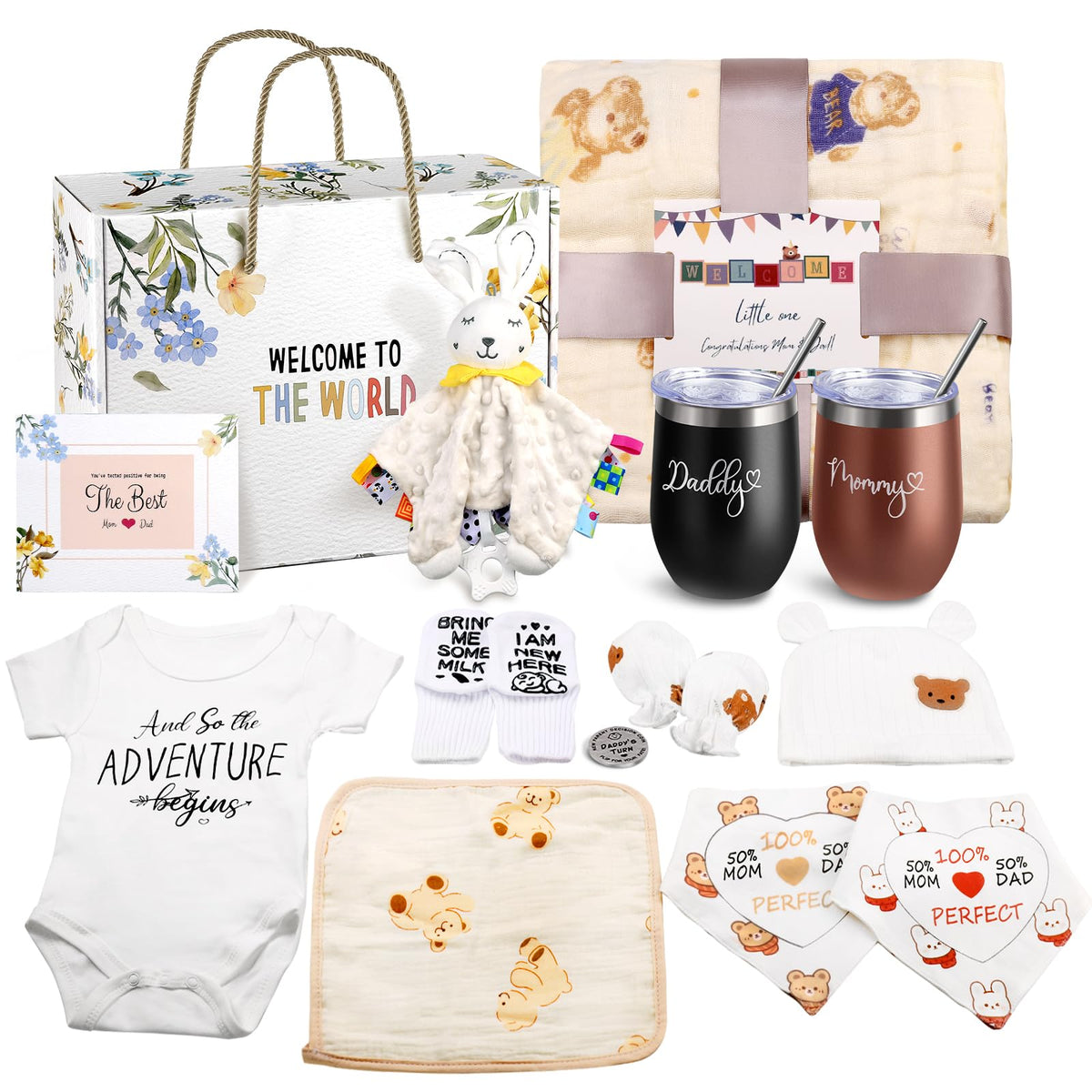 BOTOP new mom gifts bear-themed bundle showcases practical baby essentials for a joyful celebration.