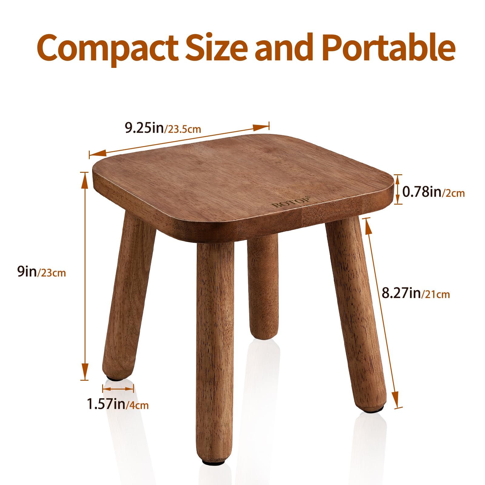 BOTOP small wooden step stool with anti-slip pads ensures stable footing.