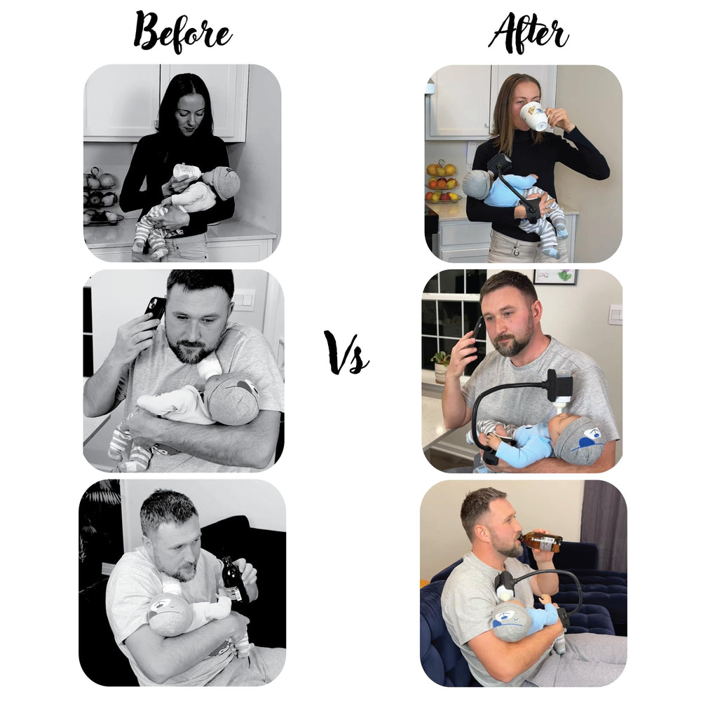 BottlesBuddy secure-clip shows stable bottle support during busy mealtimes.