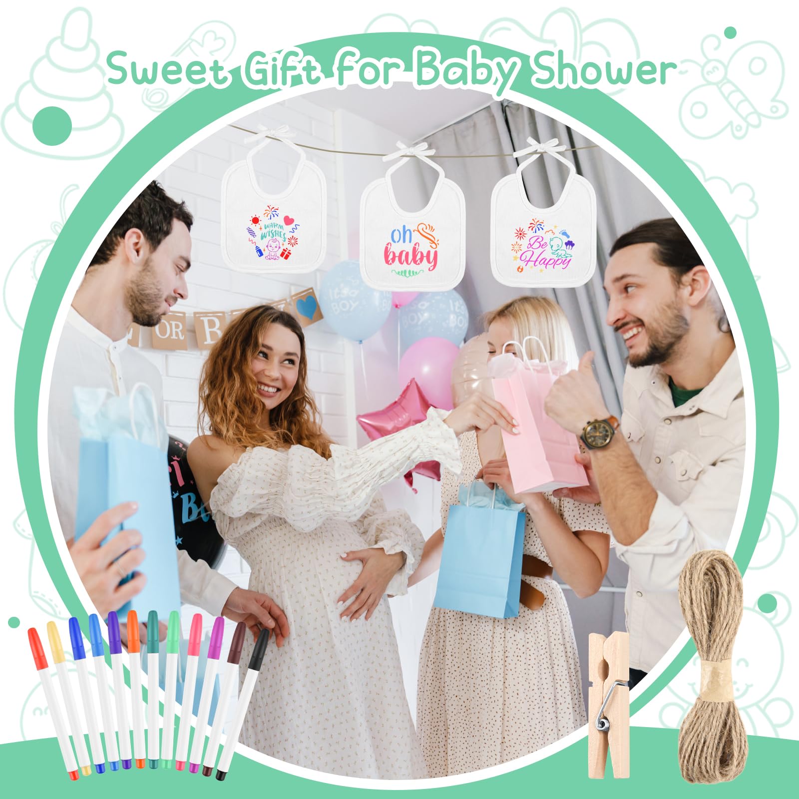 BOUBONI materials and care, easy cleanup after colorful bib decorating