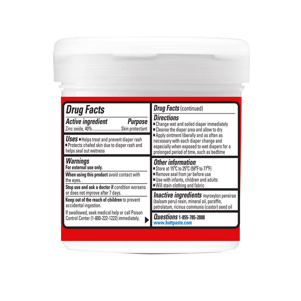 No dyes, preservatives, parabens, or talc claim shown with Boudreaux's Butt Paste jar.