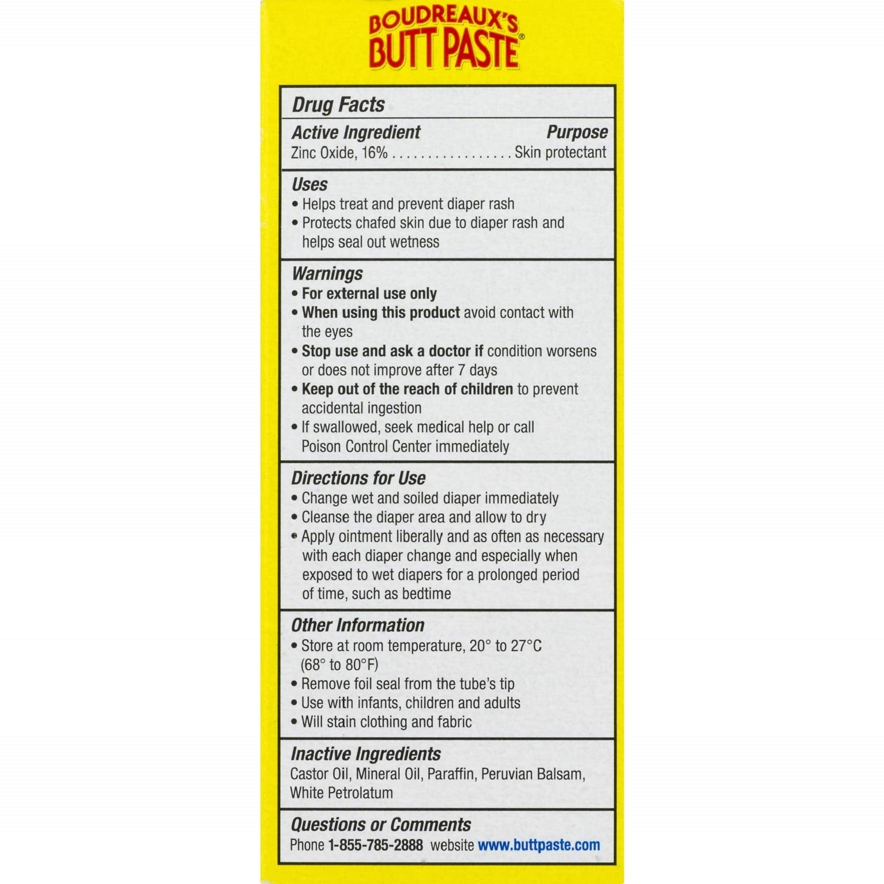 Boudreaux's Butt Paste full tube and label on display in clear packaging