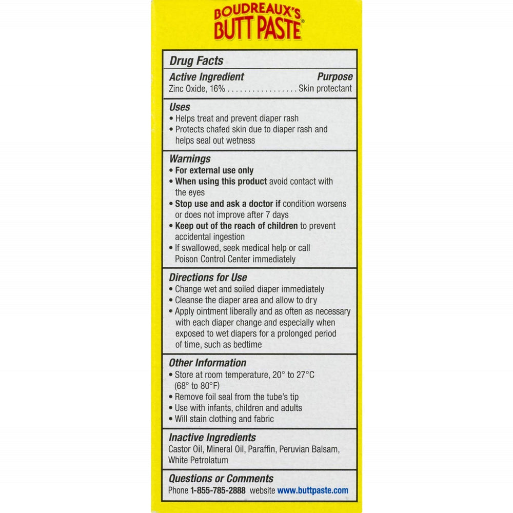 Boudreaux's Butt Paste full tube and label on display in clear packaging
