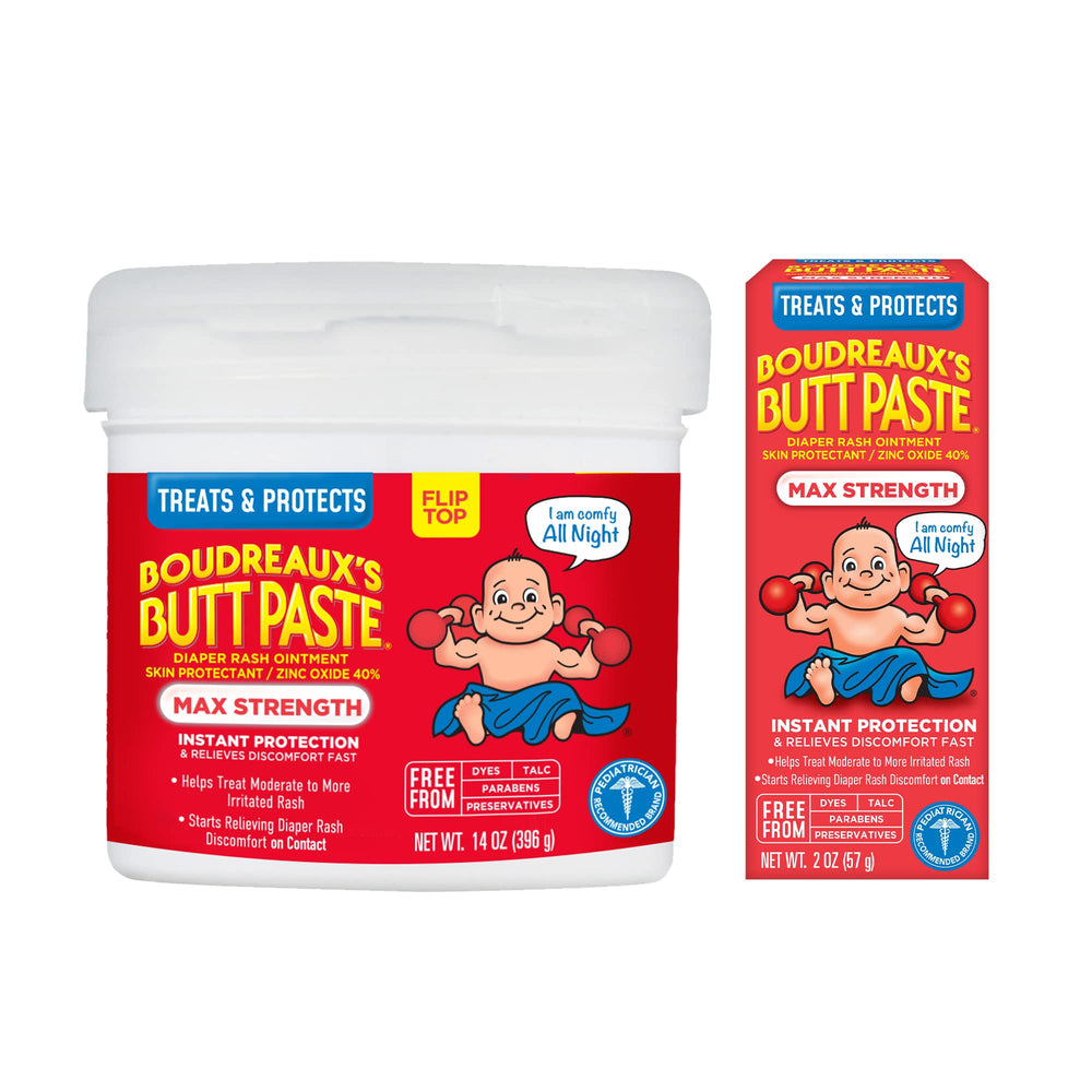 Boudreaux's Butt Paste maximum-strength tube ready for on-the-go diaper rash care.