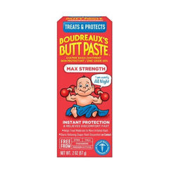 Boudreaux's Butt Paste Maximum Strength tube cap close-up highlights 40% zinc oxide for quick relief.