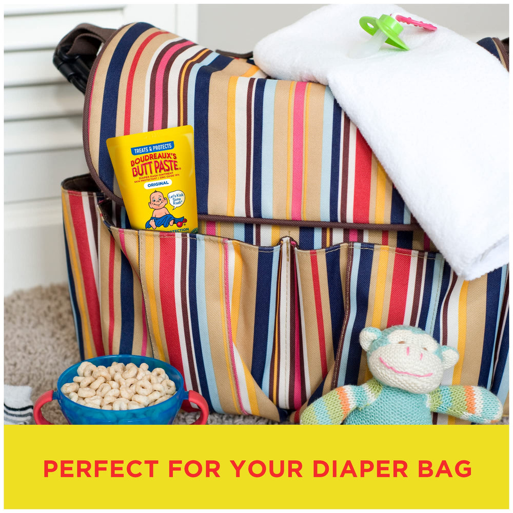 Boudreaux's Butt Paste application on baby skin demonstrates barrier protection at diaper changes