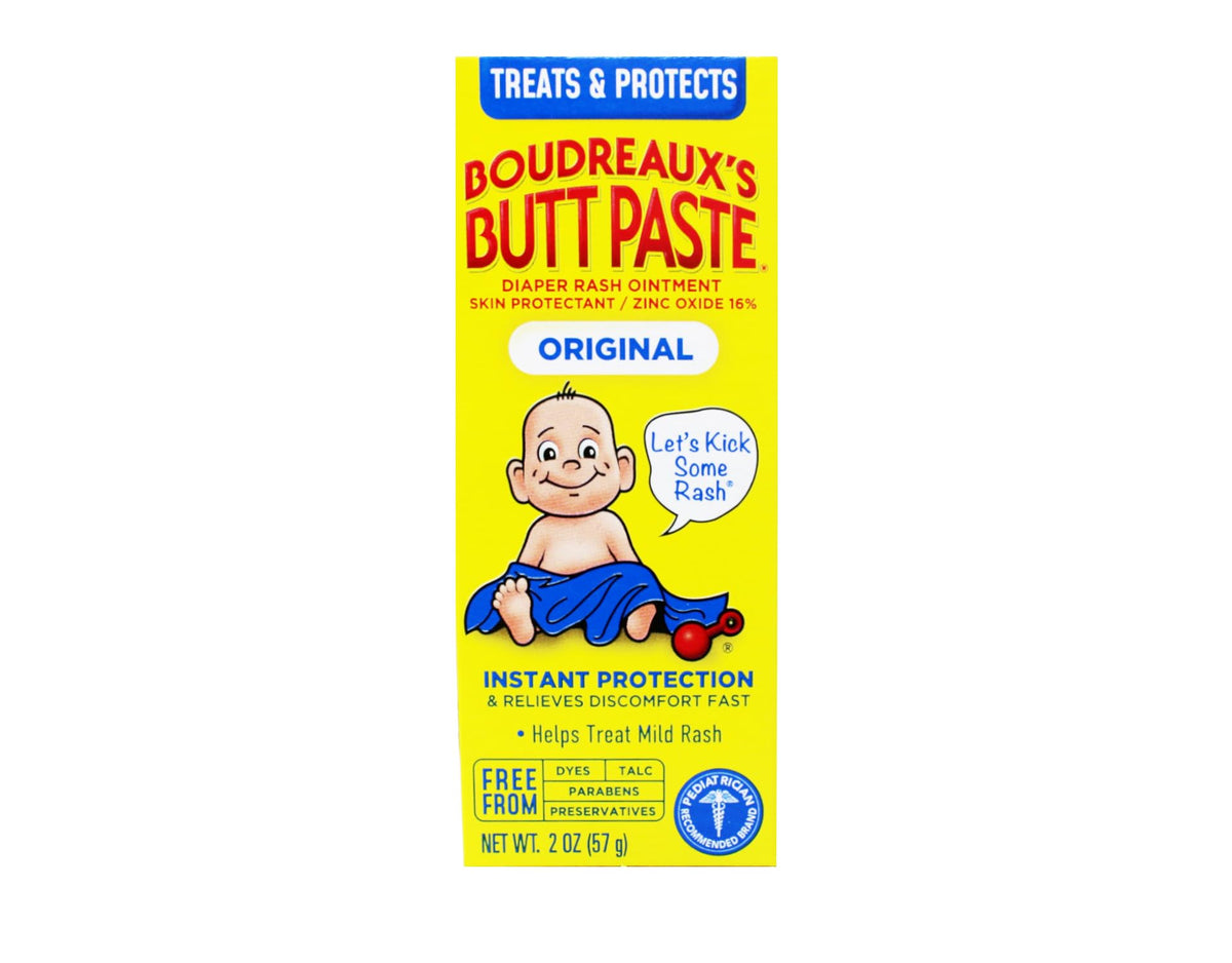 Boudreaux's Butt Paste Original tube in a 2oz pack for baby diaper rash relief.