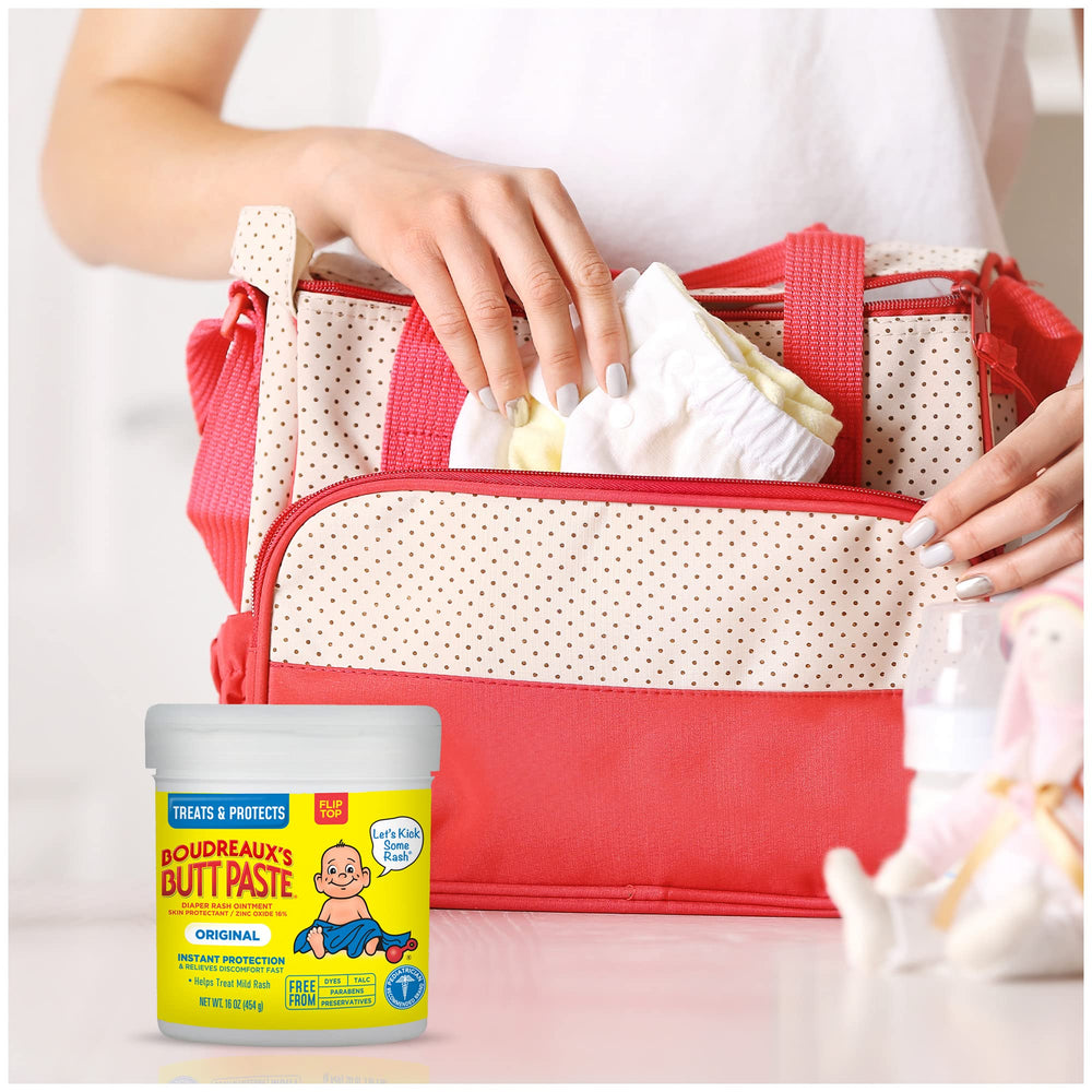 Boudreaux's Butt Paste seals out moisture to help keep the diaper area dry.