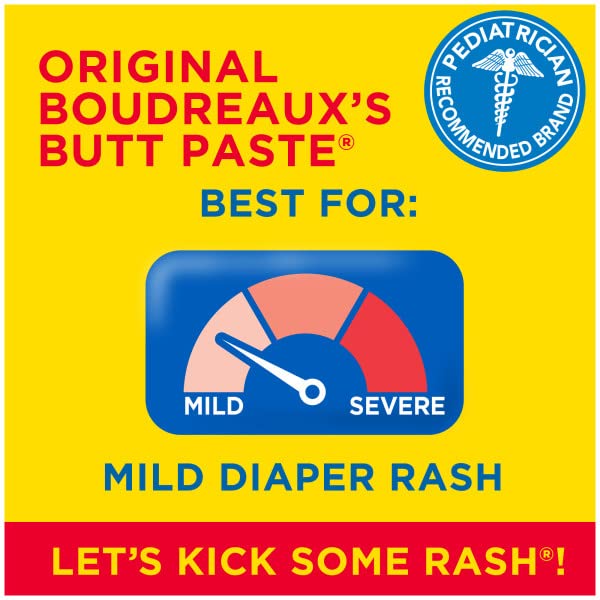 Boudreaux's Butt Paste thick cream texture on skin suggests a protective barrier.