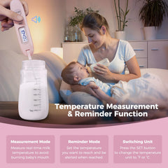 Boutarzy thermometer display clarifies water temp for comfortable feeding preparation.