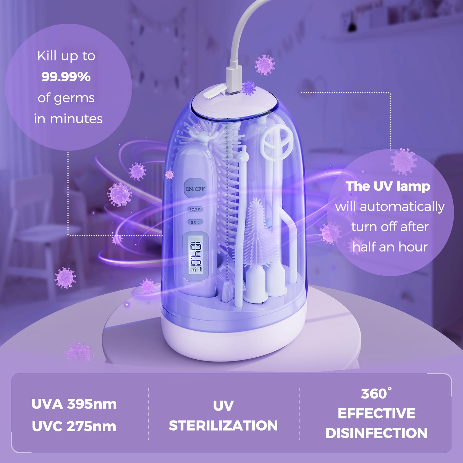 Boutarzy silicone brush heads clean bottles nipples and straws gently.