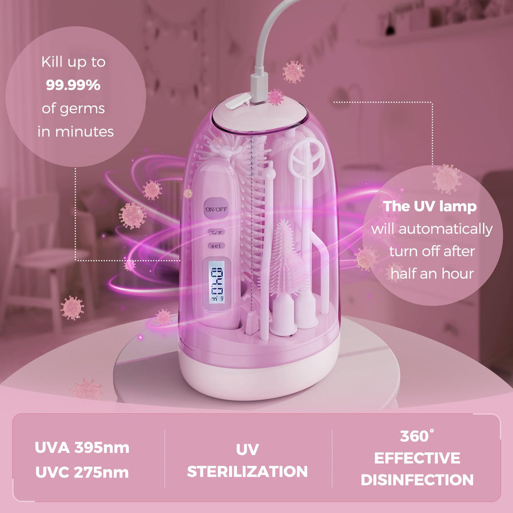 Boutarzy travel-kit pink bag makes on-the-go bottle cleaning convenient.