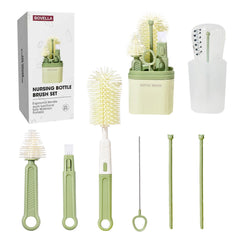 BOVELLA 6-in-1 baby bottle brush set for organized travel cleaning.