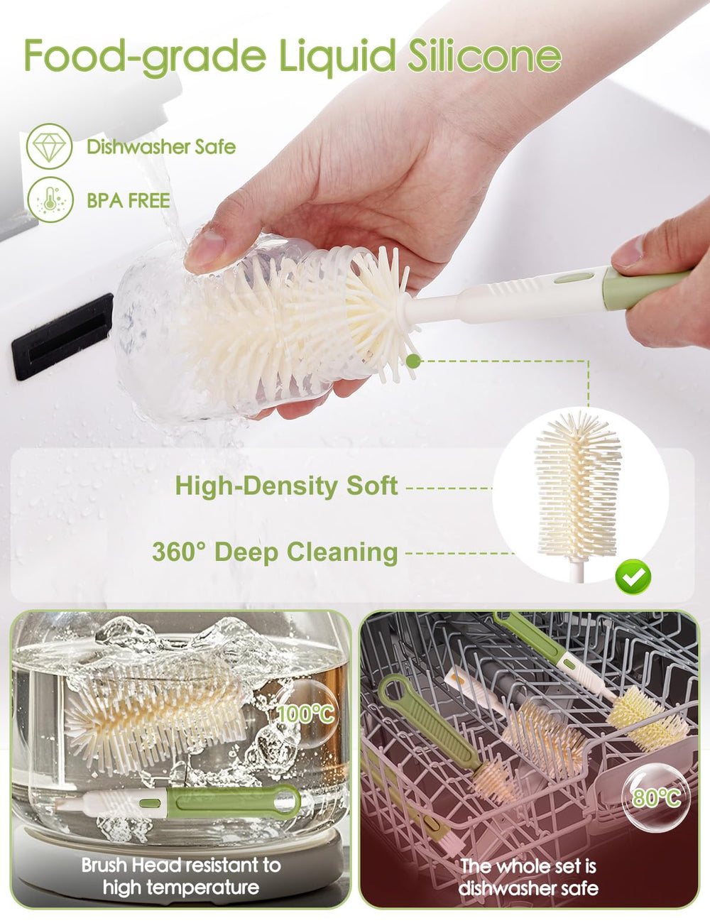 BOVELLA bottle mouth brush helps reach tight corners for complete cleaning.