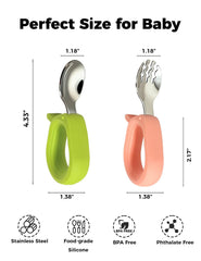 BOVELLA toddler-utensils-silicone-handles provide a non-slip grip for kids.