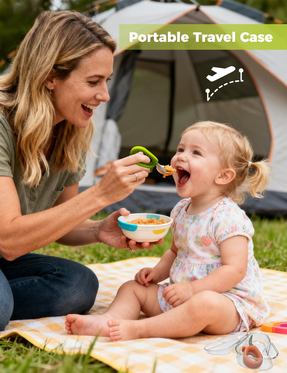 BOVELLA toddler-utensils-travel-case included for on-the-go meals.
