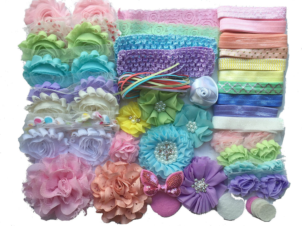 Bowtique Emilee pastel rainbow headband kit for DIY party accessories and keepsakes.