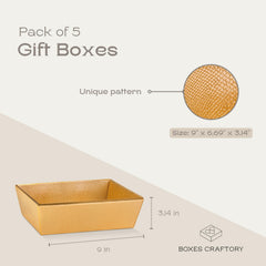 Boxes Craftory gold gift baskets side view highlighting compact gift size