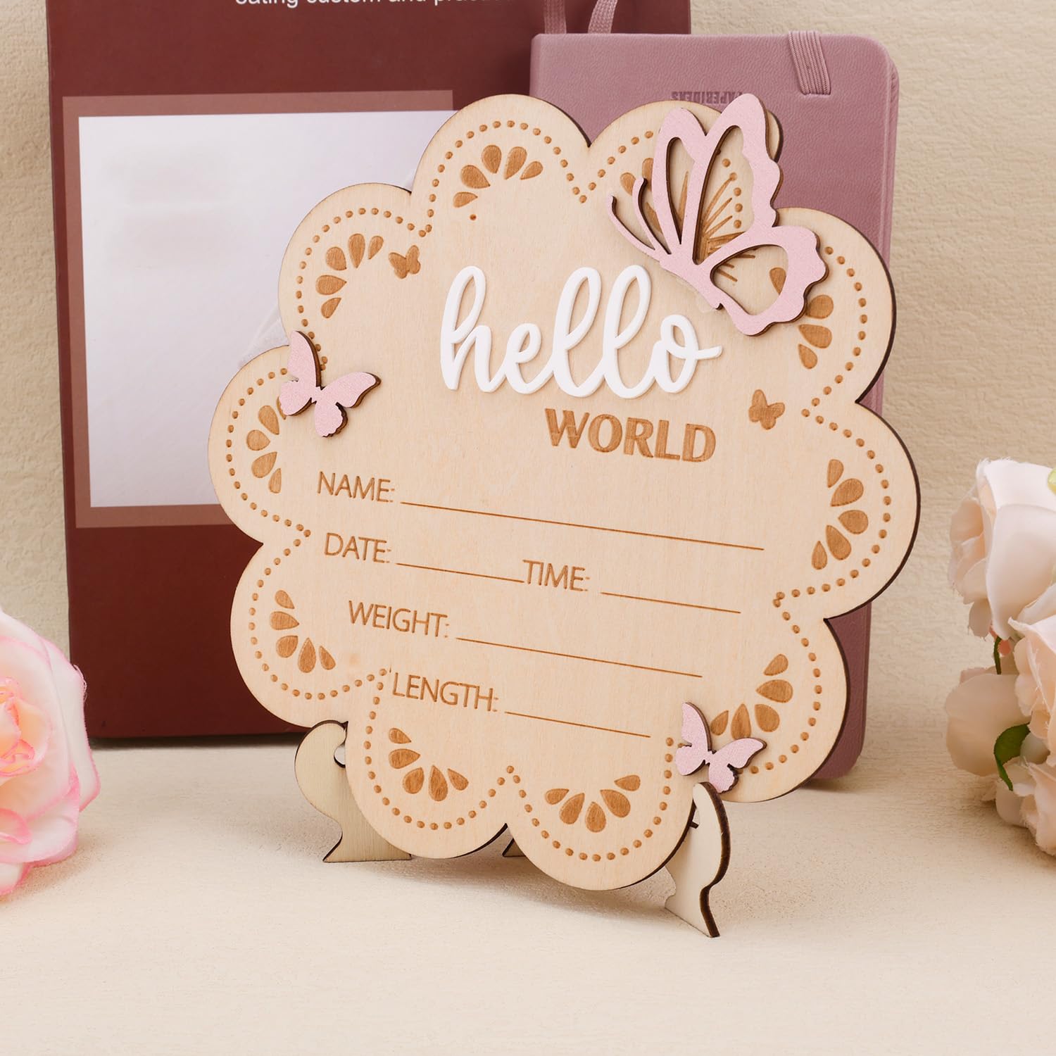 BOXOB wooden sign measures 7x6.81 inches for versatile wall or door display.