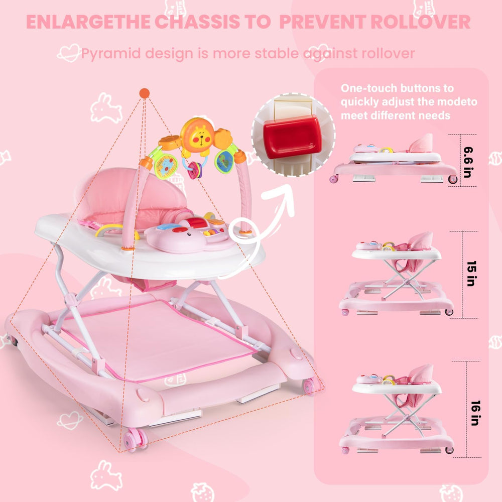 Boyro Baby 5-in-1 walker with removable eating tray for snack time.