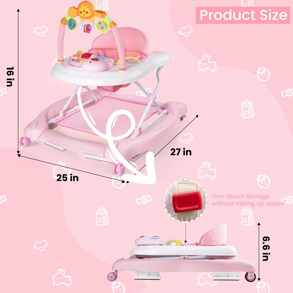 Boyro Baby 5-in-1 walker height adjustment to grow with baby.
