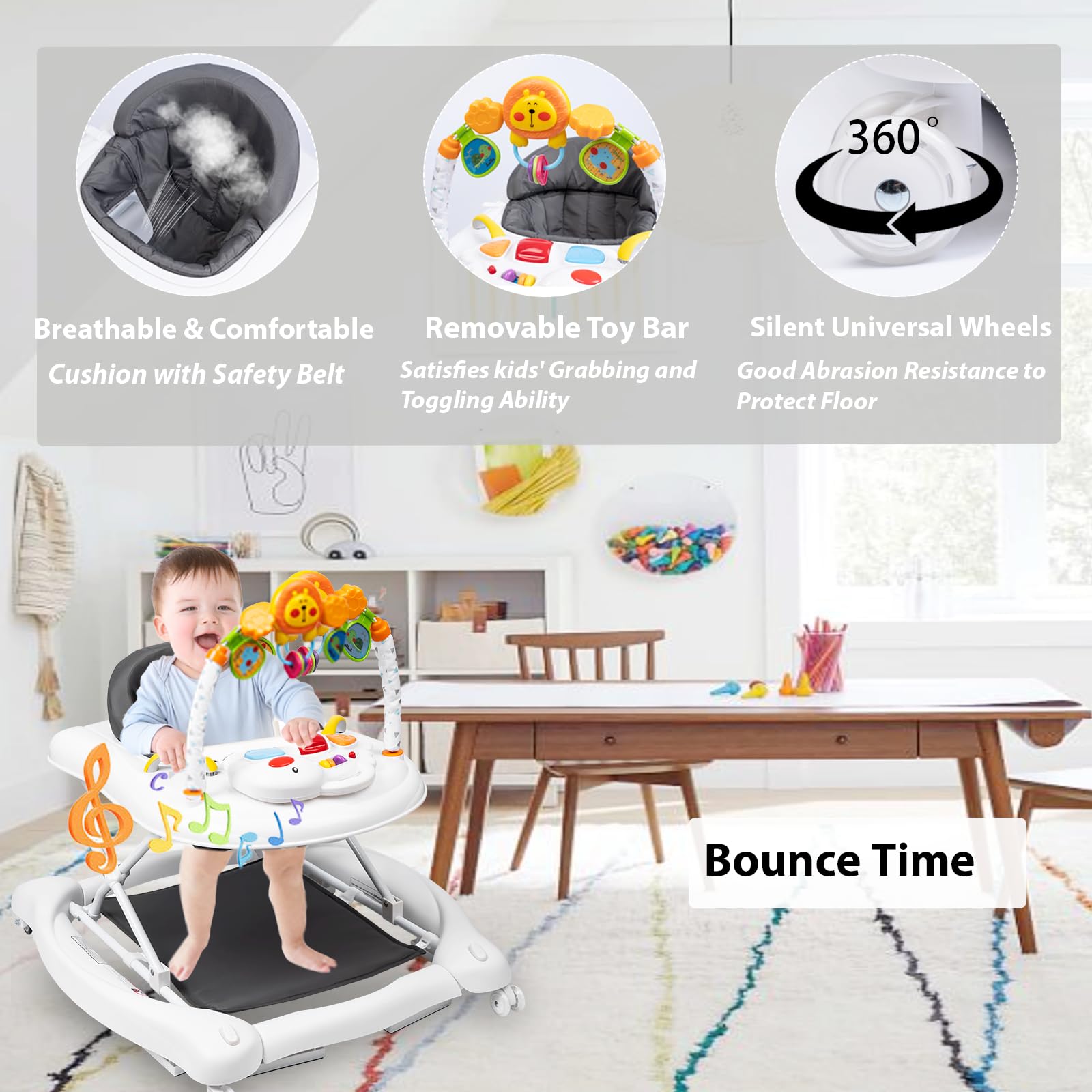 Boyro Baby development-support walker with breathable-seat improves comfort