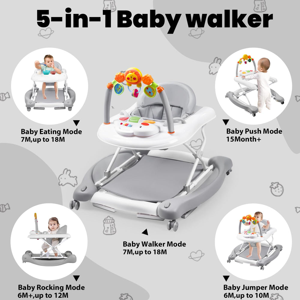 Boyro Baby walker adjustable height supports growing baby and comfortable posture.