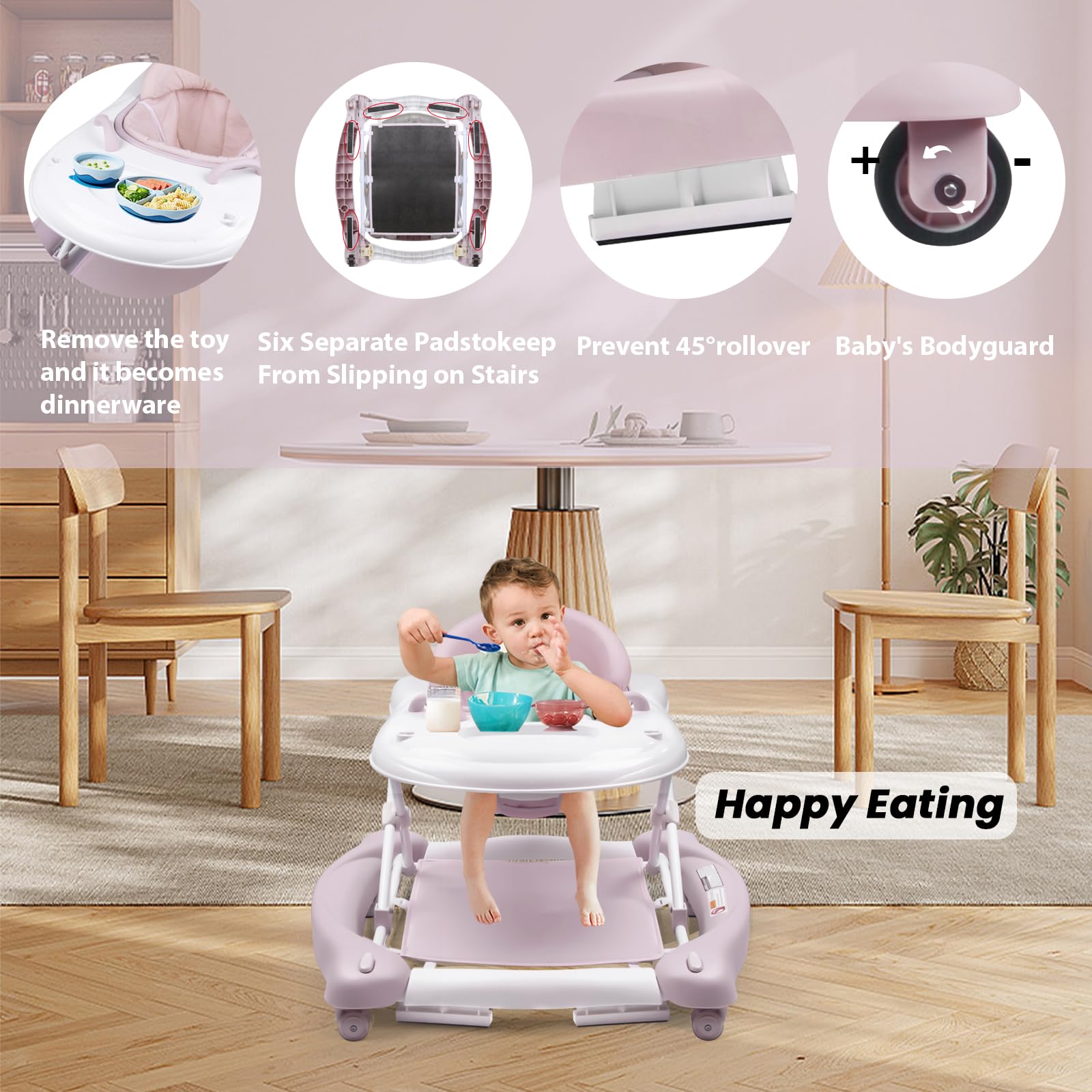 Boyro Baby Walker foldable design folds compactly for storage and travel.