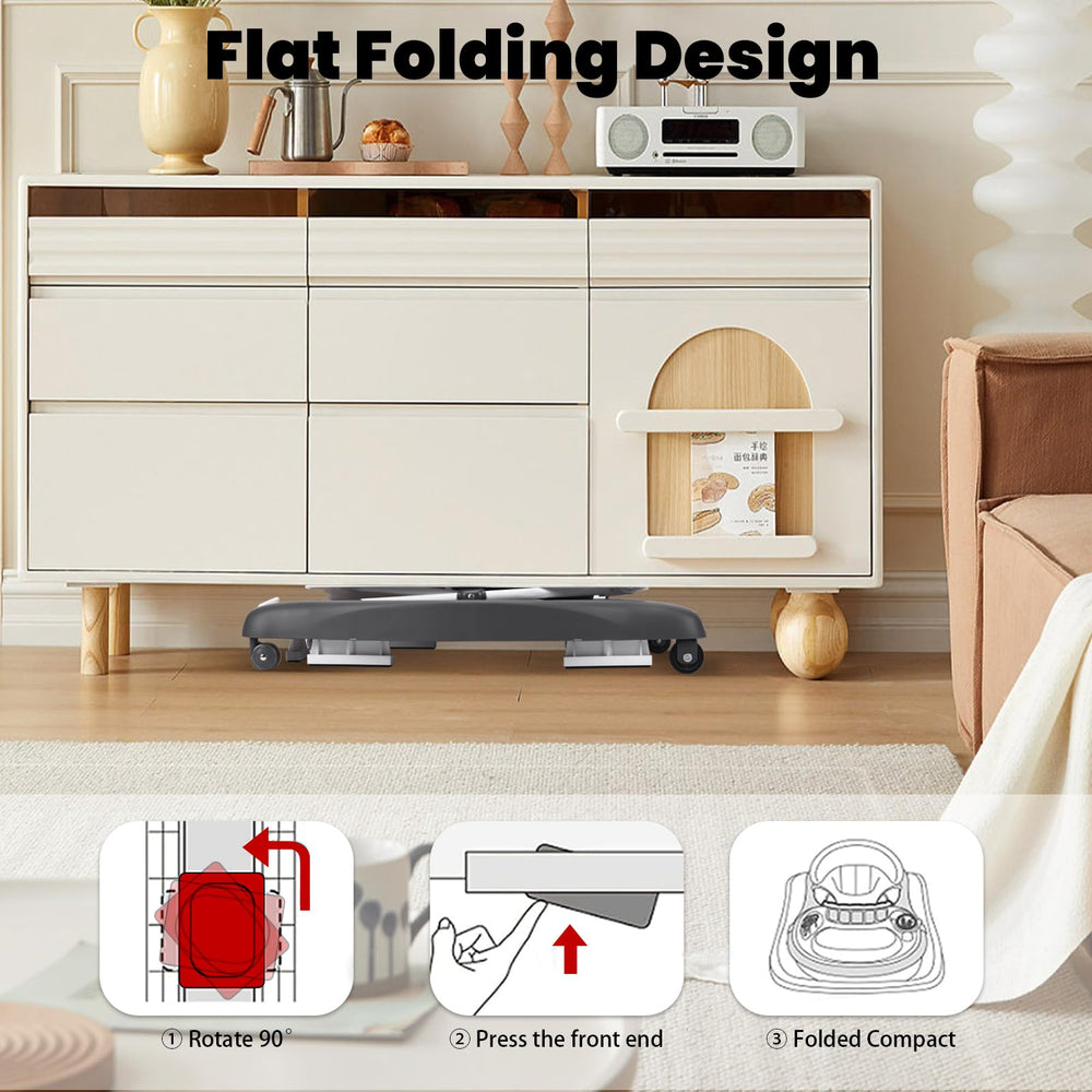 Boyro Baby walker folded-compact design shows space-saving portability.