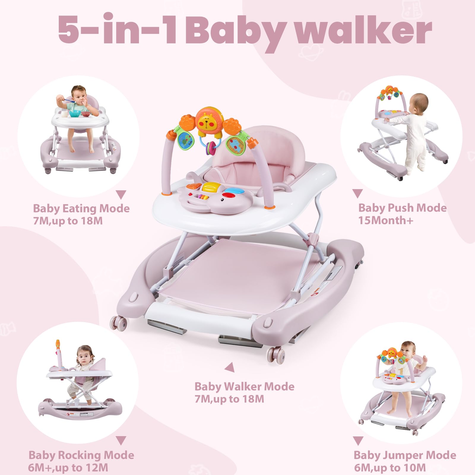 Boyro Baby Walker height adjustment helps maintain proper alignment as your baby grows.