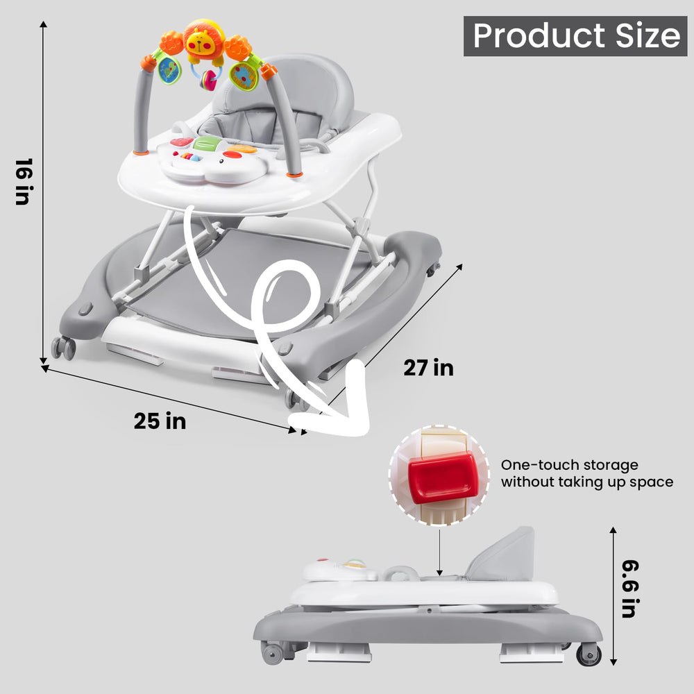 Boyro Baby walker in-use image shows compact setup for small spaces.