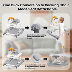 Boyro Baby walker with music and toys stimulates senses during playtime.