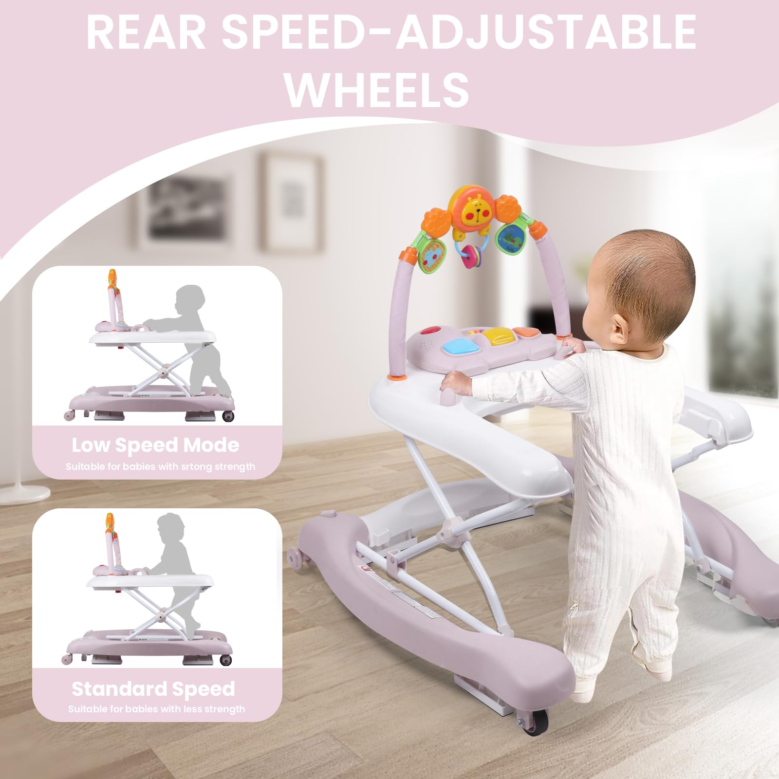 Boyro Baby Walker safety cushions reduce slipping during transitions between modes.