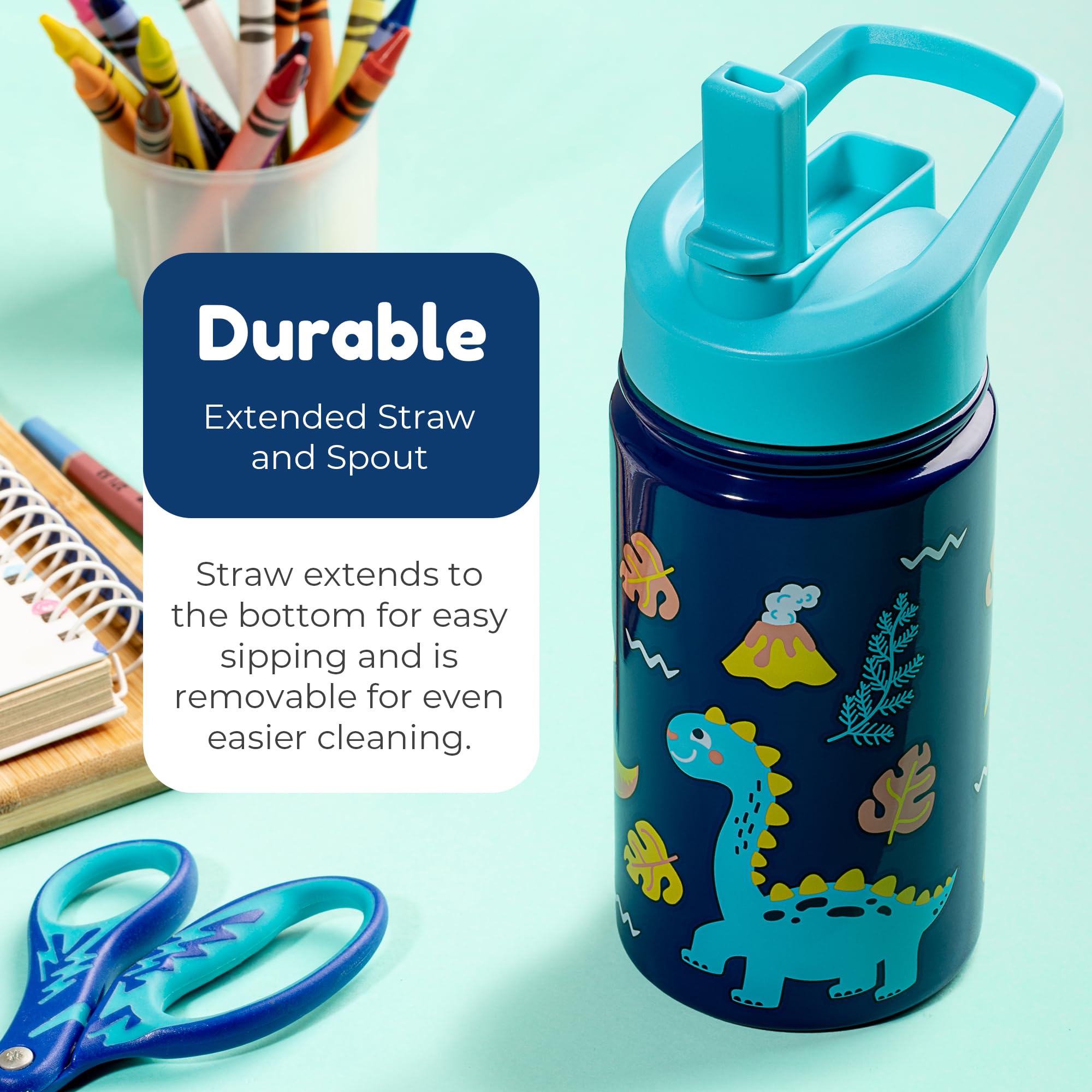 BOZ Kids Water Bottle 14oz carry-handle enables simple carrying and portability