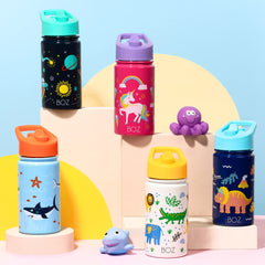BOZ Kids Water Bottle dinosaur side print makes lunchtime playful and appealing