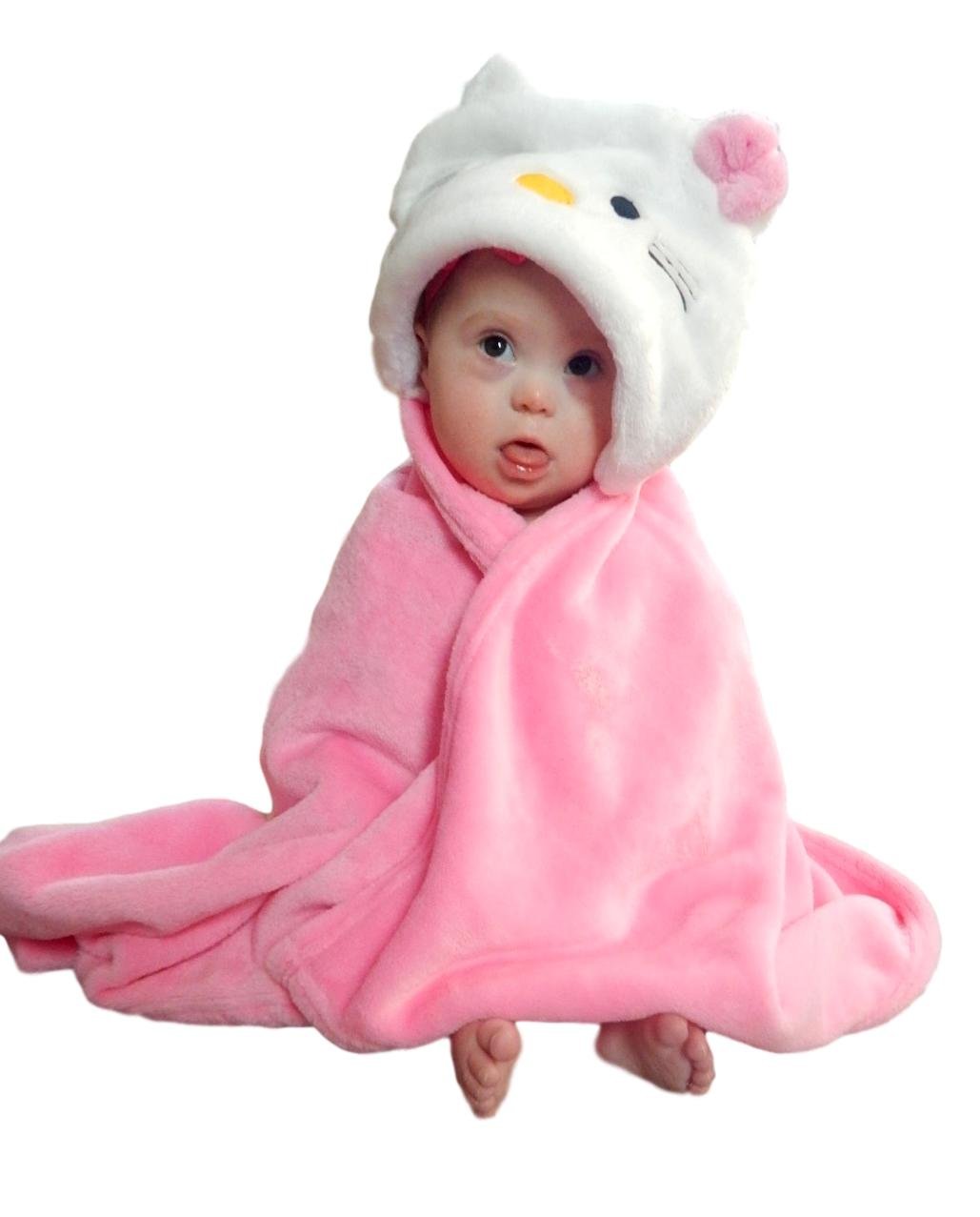 Bozeman Baby Company hooded blanket with hood on a toddler for cozy warmth and security.
