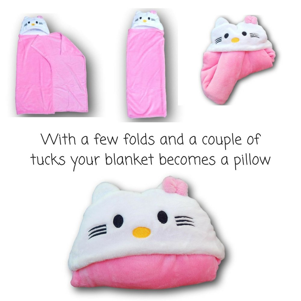 Bozeman Baby Company blanket folded into travel pillow for on-the-go comfort.