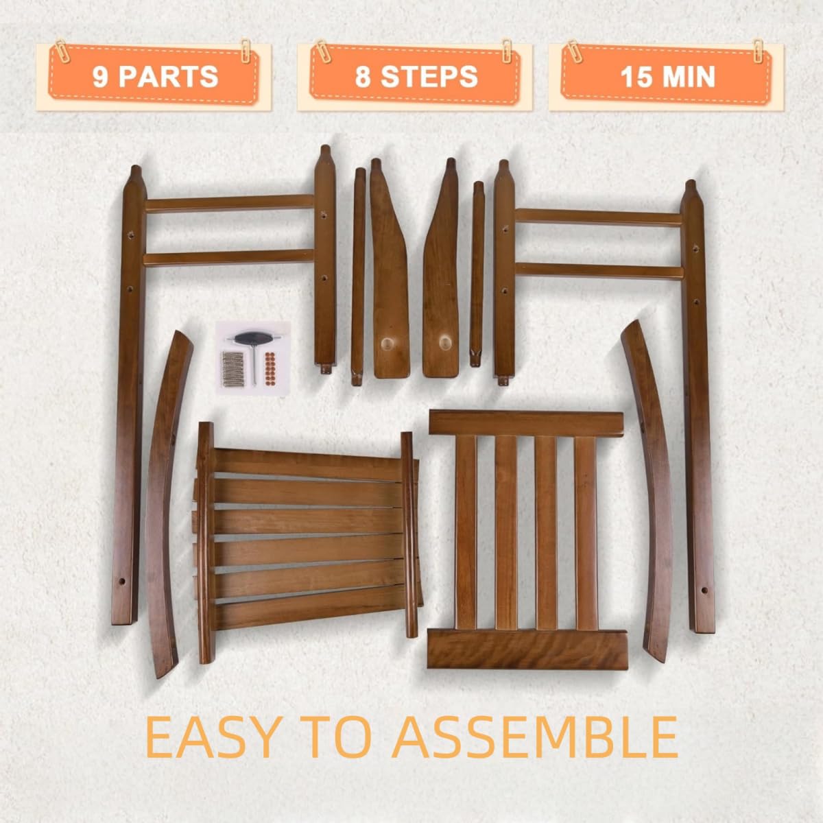 BplusZ kid rocking chair easy assembly shown for quick setup.