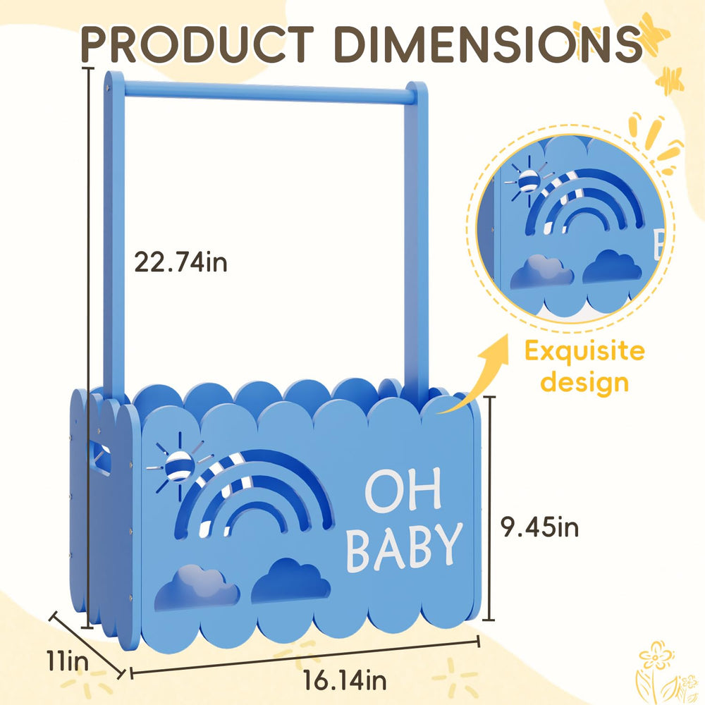 BPMFDTNL baby gift basket wooden design highlights timeless elegance for gifting at showers.