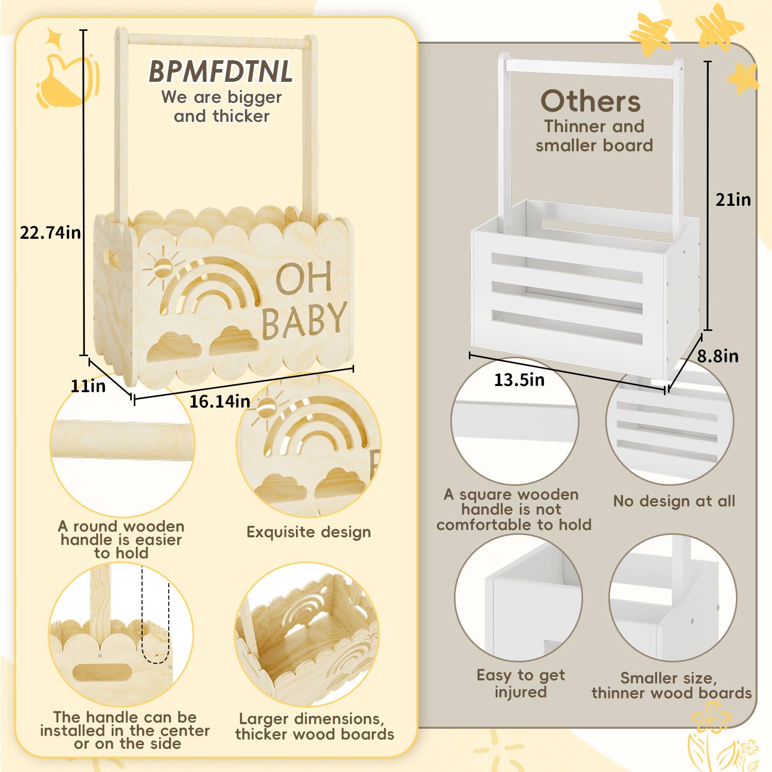 BPMFDTNL baby shower crate with hanger rack demonstrates practical storage during busy days