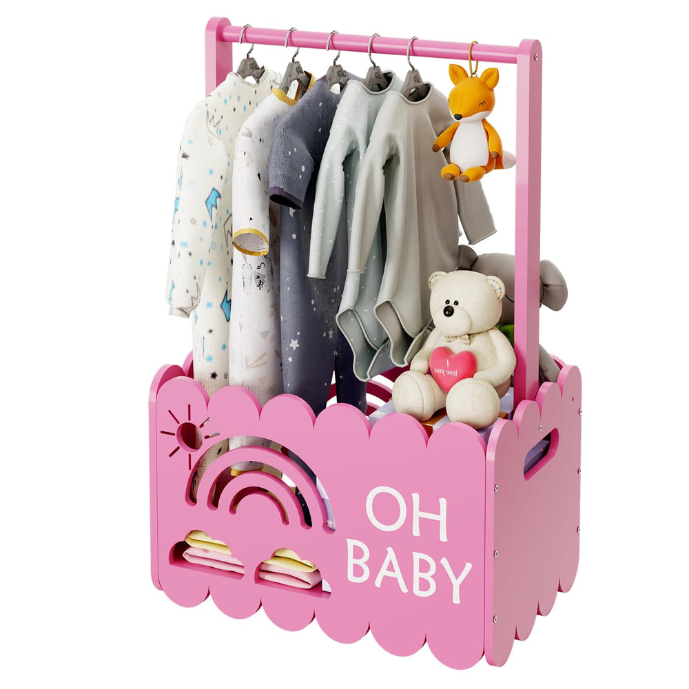 BPMFDTNL pink wooden baby shower crate closet front view for elegant gift presentation.