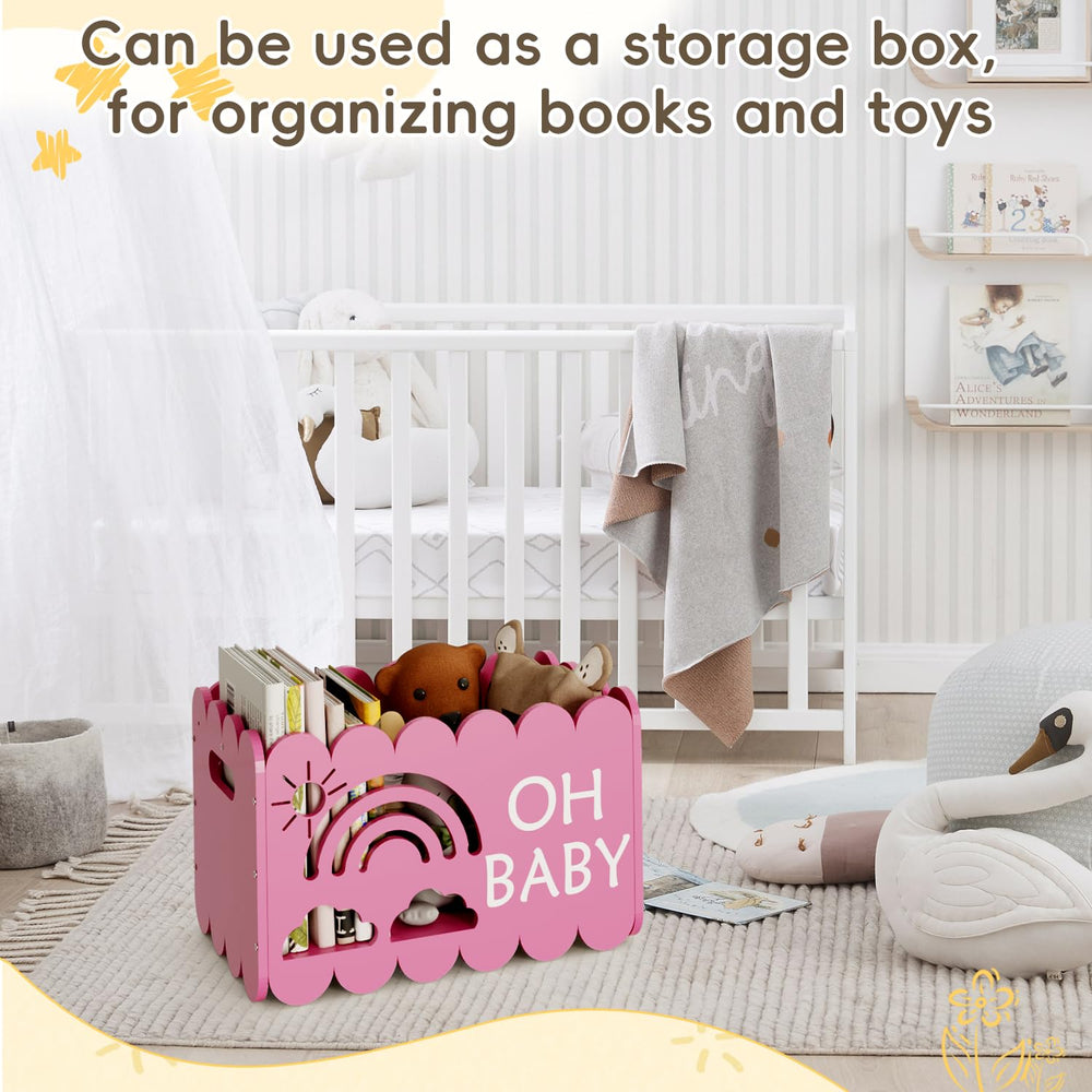 BPMFDTNL pink wooden baby crate gift display for newborn presents.