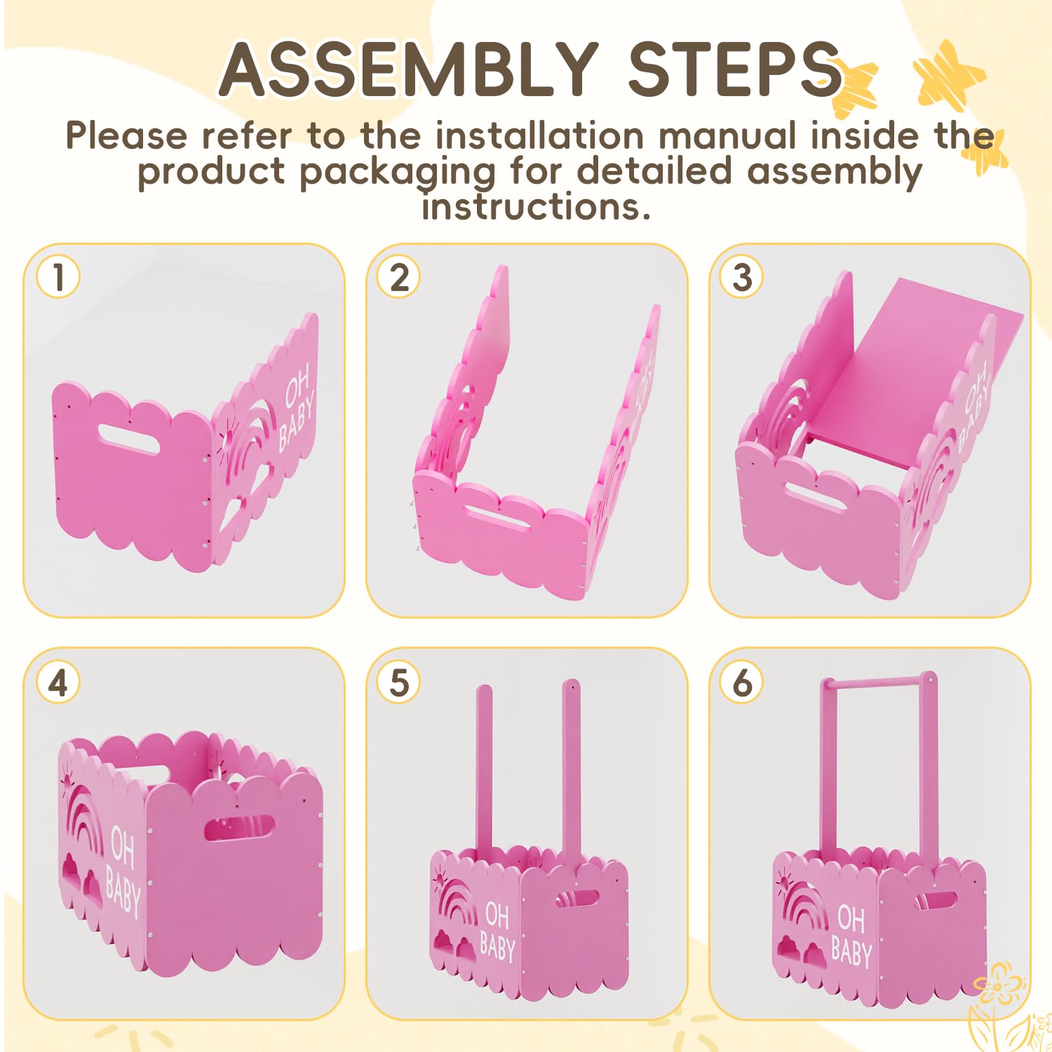 BPMFDTNL pink packaging display ready-to-gift baby shower basket.