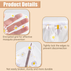 BQSAZHYJ bassinet crib netting daisy pattern creates breathable bug shield.